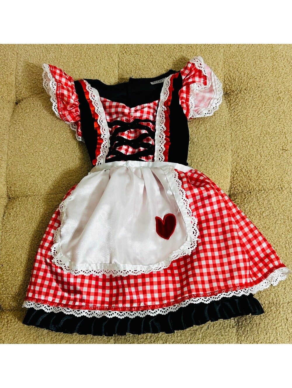 Spirit Halloween Toddler Red Gingham Apron Dress Costume 18-24M Red Riding Hood